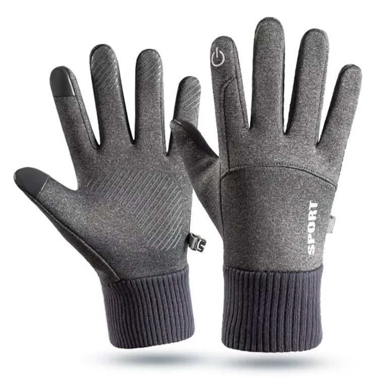 Black Winter Warm Full Fingers Waterproof Cycling Outdoor Sports Running Motorcycle Ski Touch Screen Fleece Gloves