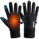 Black Winter Warm Full Fingers Waterproof Cycling Outdoor Sports Running Motorcycle Ski Touch Screen Fleece Gloves