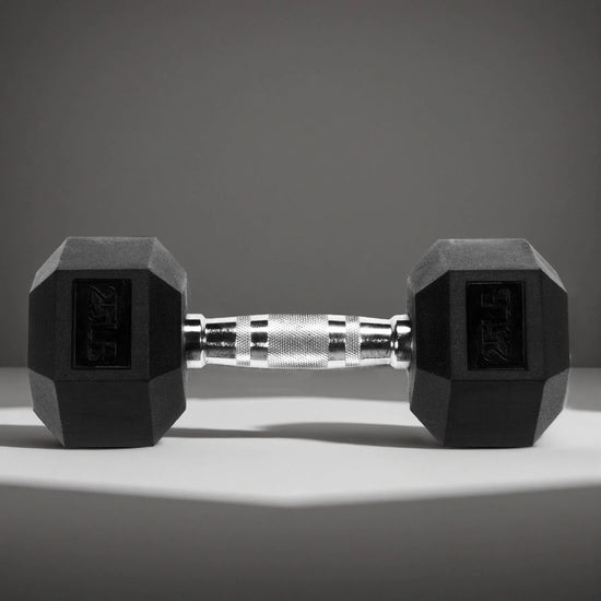 25 LB Rubber Hex Dumbbell – Anti-Roll Grip for Strength Training, Home Gym & Full-Body Workouts