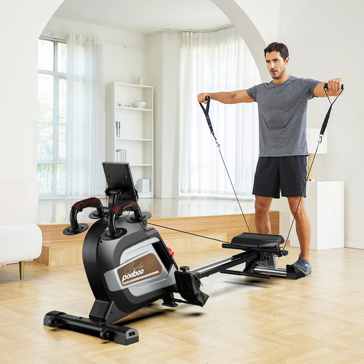 Row Machine Adjustable 14 Level Magnetic Resistance Rowing Machine Indoor Silent Fitness Equipment Rower with Transport Wheels & LCD Monitor for Home Gym Weight 350 Lbs