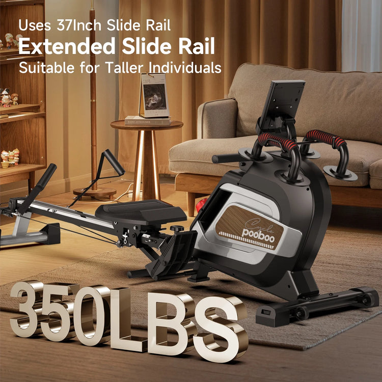 Row Machine Adjustable 14 Level Magnetic Resistance Rowing Machine Indoor Silent Fitness Equipment Rower with Transport Wheels & LCD Monitor for Home Gym Weight 350 Lbs