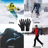 Black Winter Warm Full Fingers Waterproof Cycling Outdoor Sports Running Motorcycle Ski Touch Screen Fleece Gloves