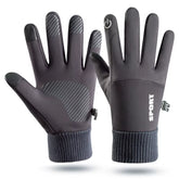 Black Winter Warm Full Fingers Waterproof Cycling Outdoor Sports Running Motorcycle Ski Touch Screen Fleece Gloves