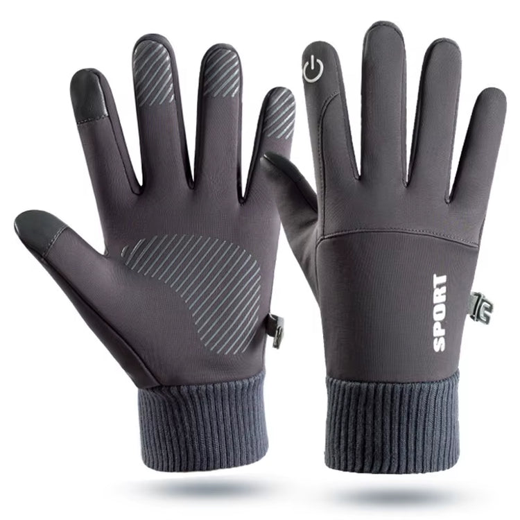Black Winter Warm Full Fingers Waterproof Cycling Outdoor Sports Running Motorcycle Ski Touch Screen Fleece Gloves