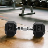 25 LB Rubber Hex Dumbbell – Anti-Roll Grip for Strength Training, Home Gym & Full-Body Workouts