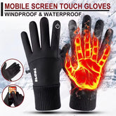 Black Winter Warm Full Fingers Waterproof Cycling Outdoor Sports Running Motorcycle Ski Touch Screen Fleece Gloves