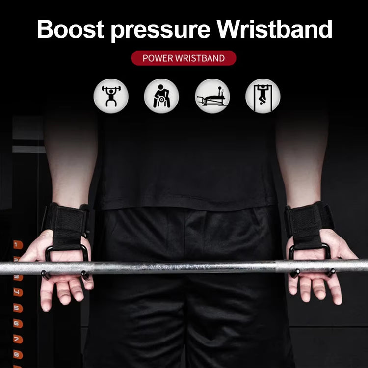 Adjustable Strong Steel Hook Grips Straps Weight Lifting Strength Training Gym Fitness Black Wrist Support Lift Straps